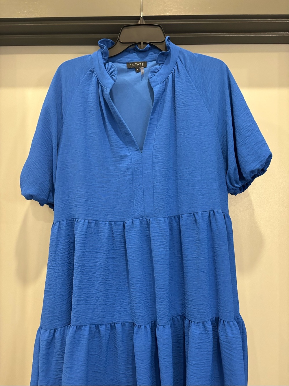 1. State Cobalt Blue Tiered Ruffle-Neck Mini Dress